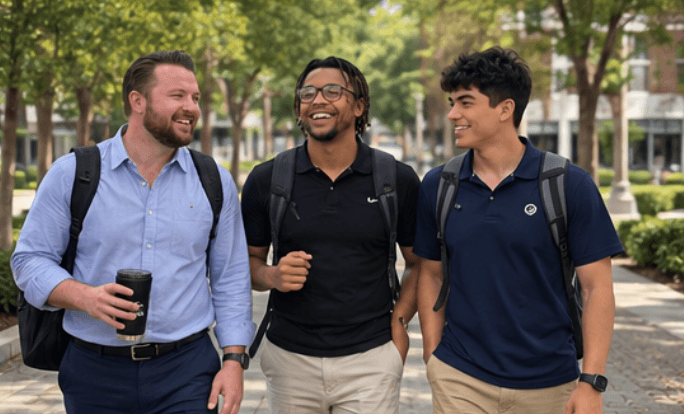 Revamped Marketing team members walking together outside